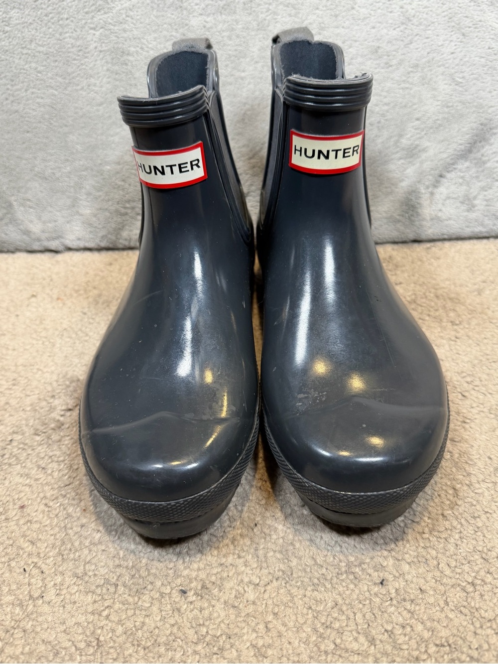 Hunter Black Elastic Chelsea Rain Boots - dark gray